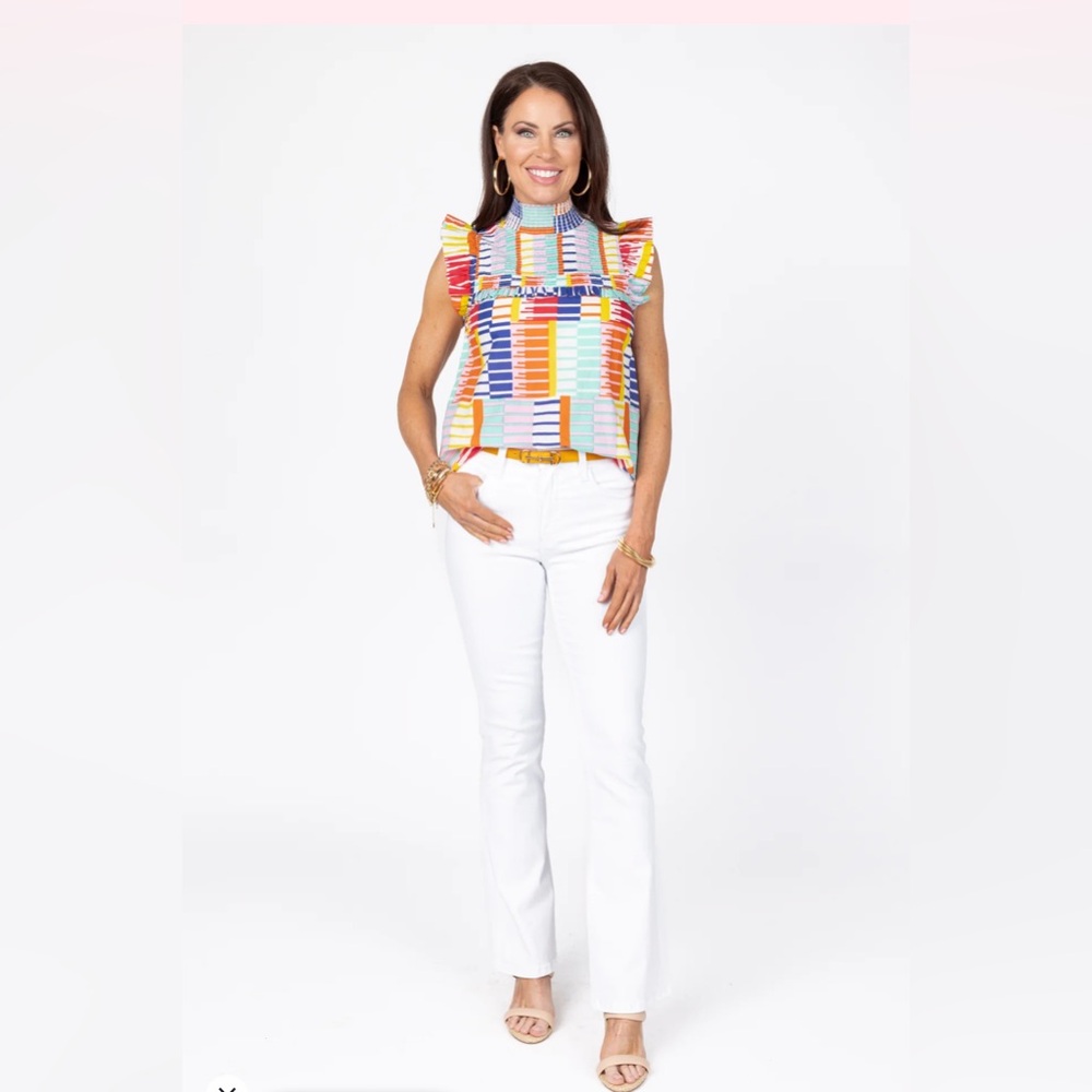 THML Multicolor Geometric Ruffle Top - Picture 7 of 7